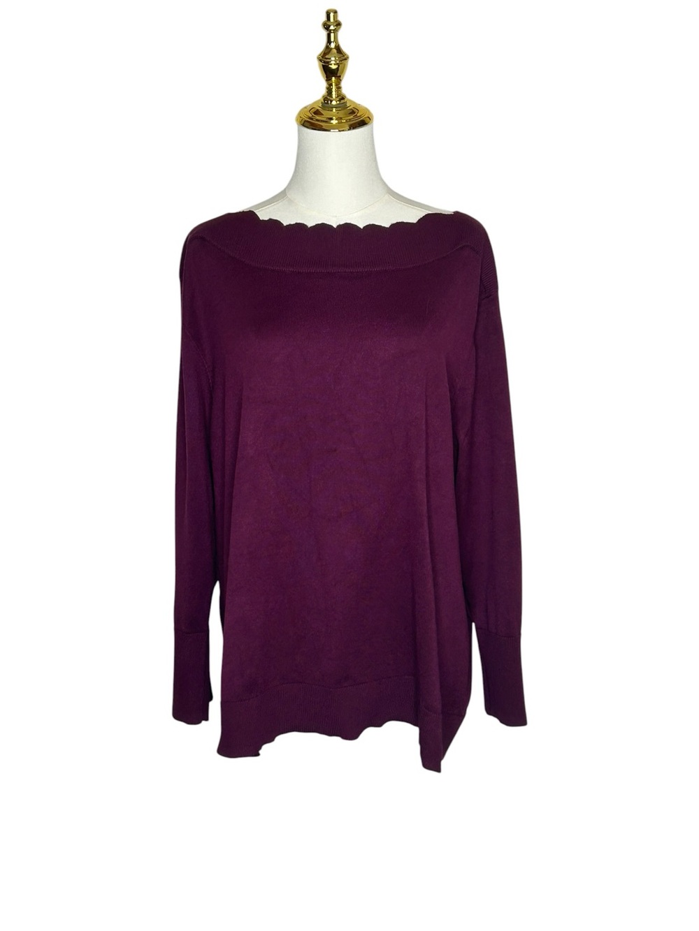 Cable & Gauge Scalloped Coquette Crewneck Sweater Moody Romantic Sz 3X Autumn